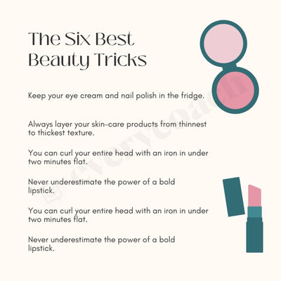 The Six Best Beauty Tricks Instagram Post Canva Template