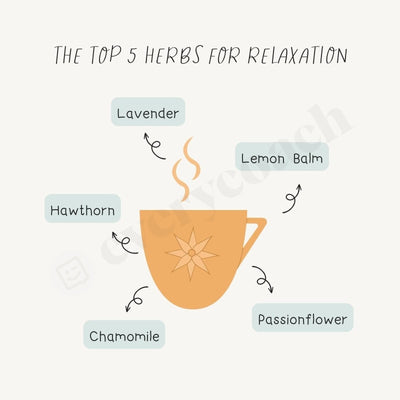 The Top 5 Herbs For Relaxation Instagram Post Canva Template