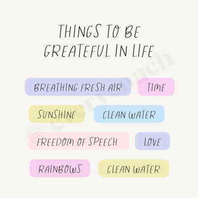 Things To Be Greateful In Life Instagram Post Canva Template