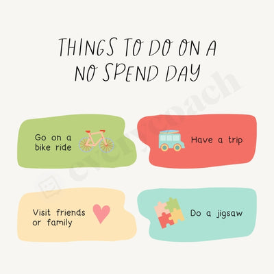 Things To Do On A No Spend Day Instagram Post Canva Template