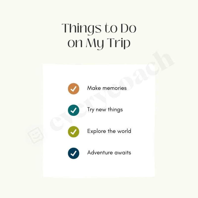 Things To Do On My Trip Instagram Post Canva Template