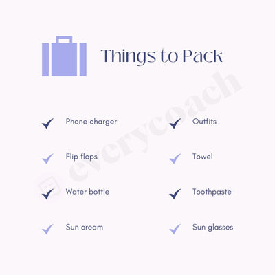 Things To Pack Instagram Post Canva Template