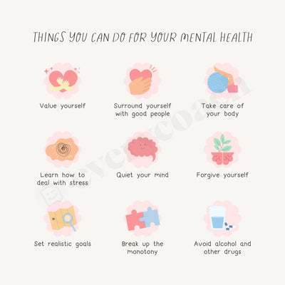 Things You Can Do For Your Mental Health Instagram Post Canva Template