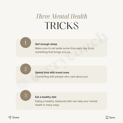 Three Mental Health Tricks Instagram Post Canva Template