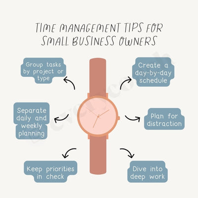Time Management Tips For Small Business Owners Instagram Post Canva Template