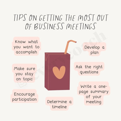 Tips On Getting The Most Out Of Business Meetings Instagram Post Canva Template