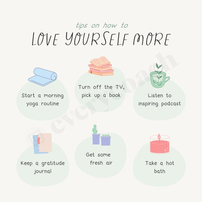 Tips On How To Love Yourself More Instagram Post Canva Template