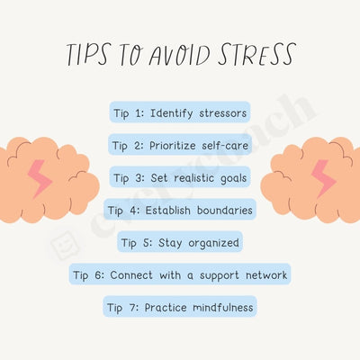 Tips To Avoid Stress Instagram Post Canva Template