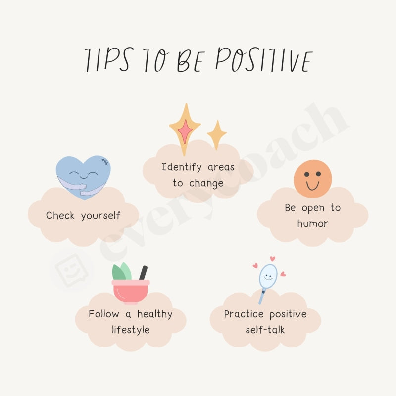 Tips To Be Positive Instagram Post Canva Template