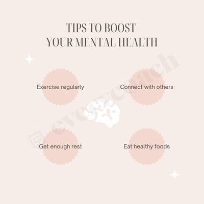 Tips To Boost Your Mental Health Instagram Post Canva Template