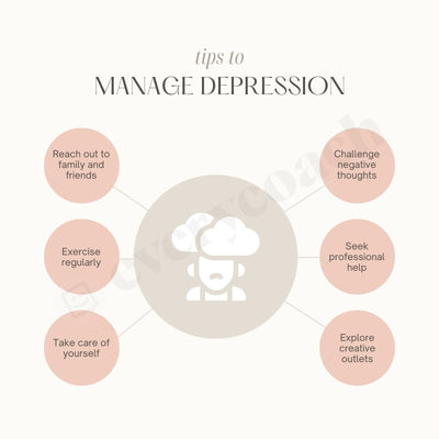 Tips To Manage Depression Instagram Post Canva Template