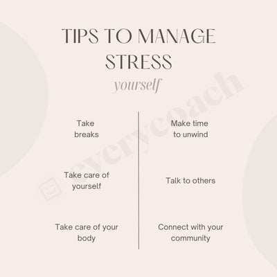 Tips To Manage Stress Yourself Instagram Post Canva Template