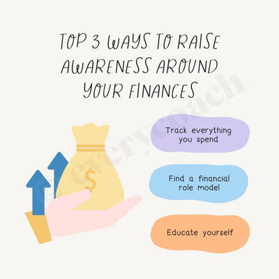Top 3 Ways To Raise Awareness Around Your Finances Instagram Post Canva Template
