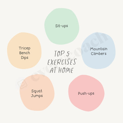Top 5 Exercises At Home Instagram Post Canva Template