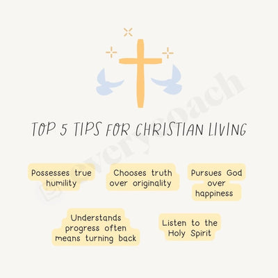 Top 5 Tips For Christian Living Instagram Post Canva Template