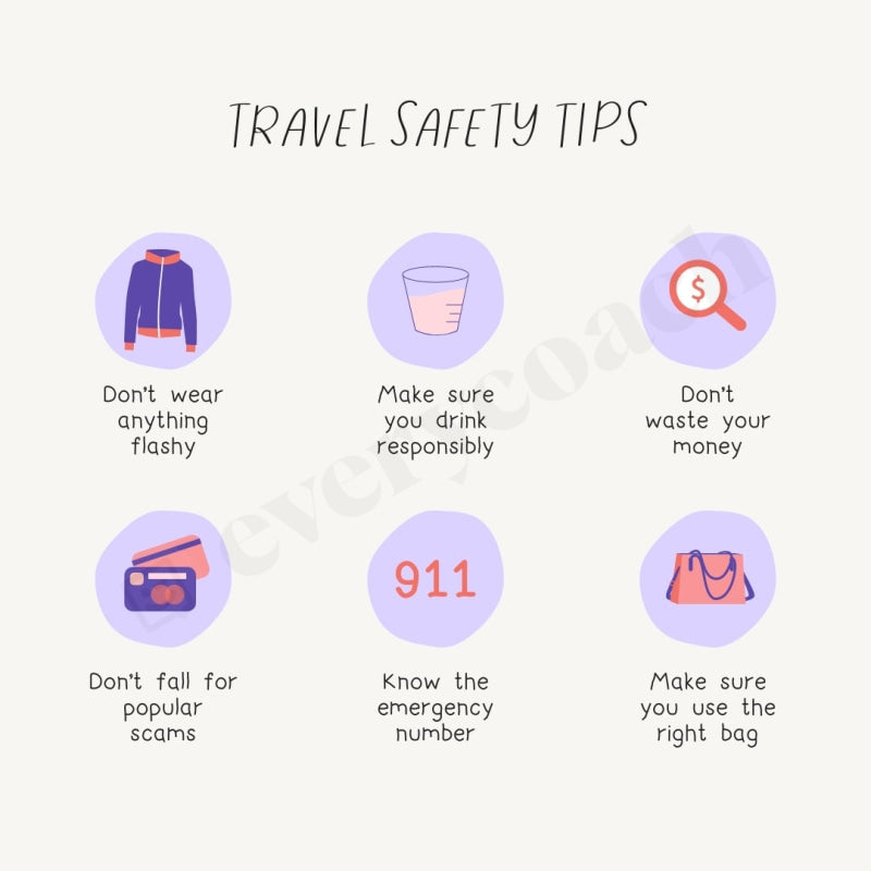Travel Safety Tips Instagram Post Canva Template