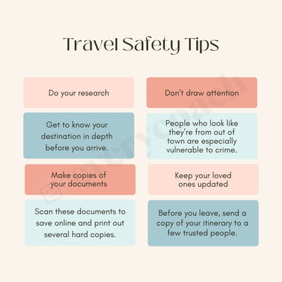 Travel Safety Tips Instagram Post Canva Template