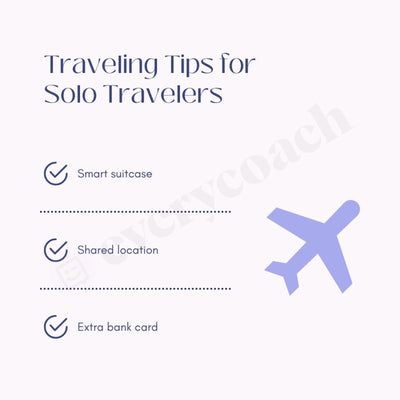 Traveling Tips For Solo Travelers Instagram Post Canva Template