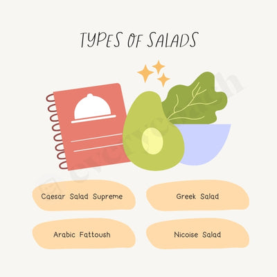 Types Of Salads Instagram Post Canva Template