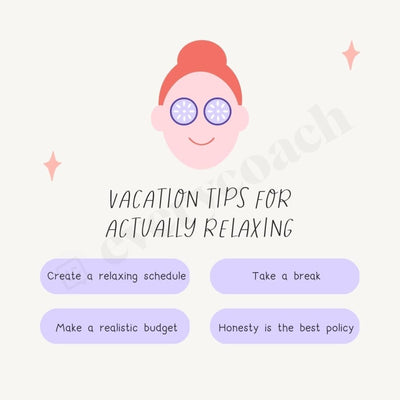 Vacation Tips For Actually Relaxing Instagram Post Canva Template