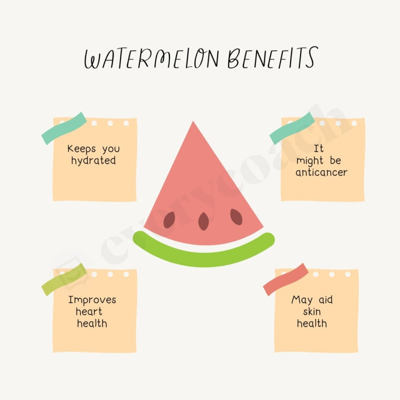 Watermelon Benefits Instagram Post Canva Template