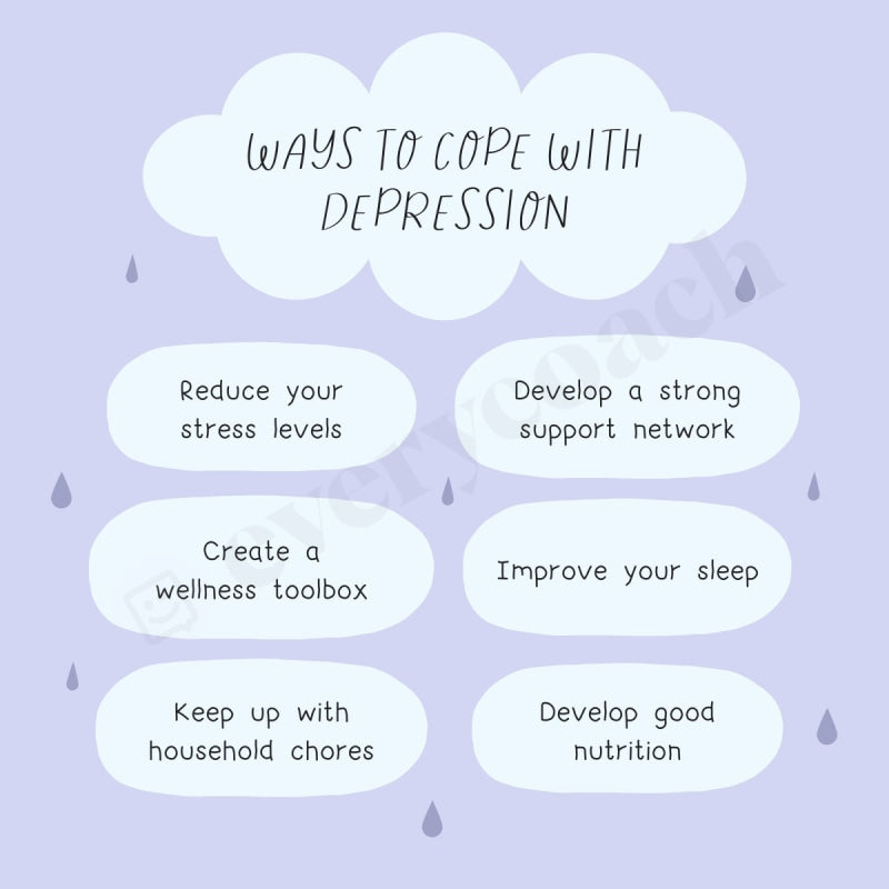 Ways To Cope With Depression Instagram Post Canva Template