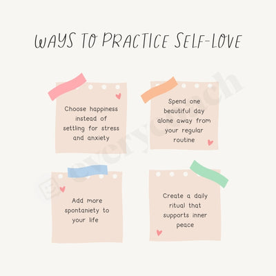 Ways To Practice Self-Love Instagram Post Canva Template
