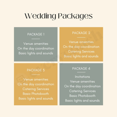 Wedding Packages Instagram Post Canva Template