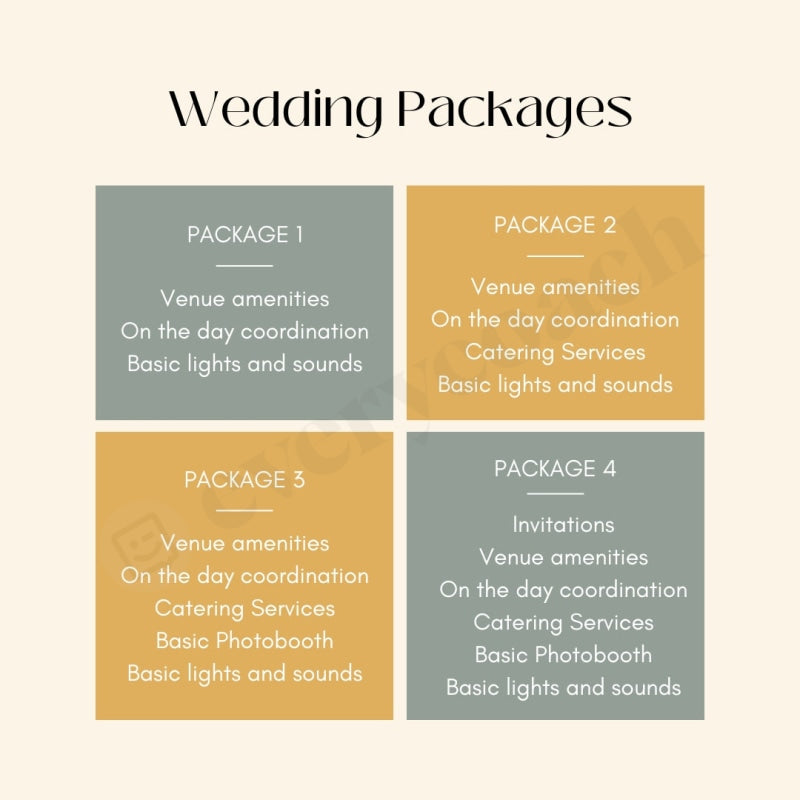 Wedding Packages Instagram Post Canva Template