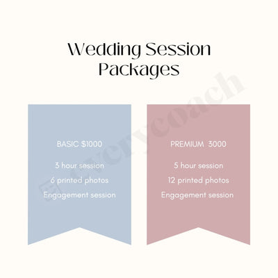 Wedding Session Packages Instagram Post Canva Template