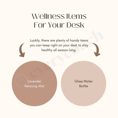Wellness Items For Your Desk Instagram Post Canva Template