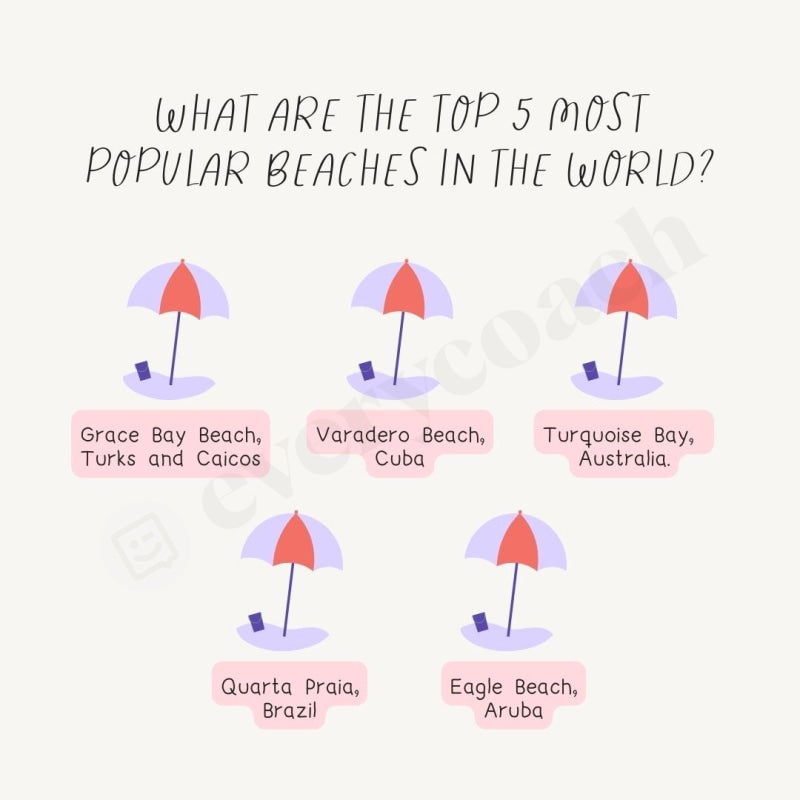 What Are The Top 5 Most Popular Beaches In World Instagram Post Canva Template