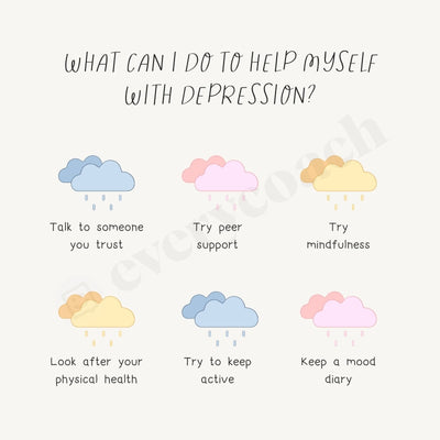 What Can I To Help Myself With Depression Instagram Post Canva Template