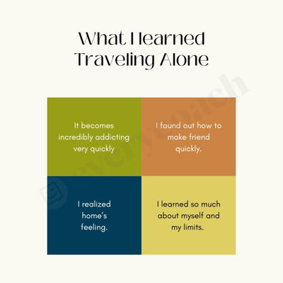 What I Learned Traveling Alone Instagram Post Canva Template