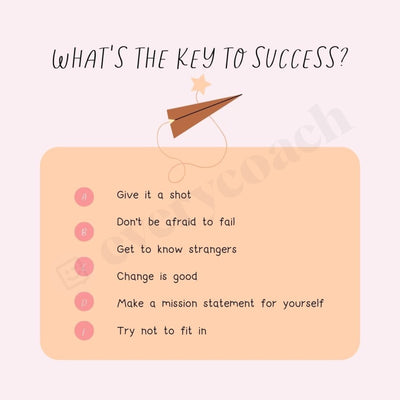 Whats The Key To Success Instagram Post Canva Template