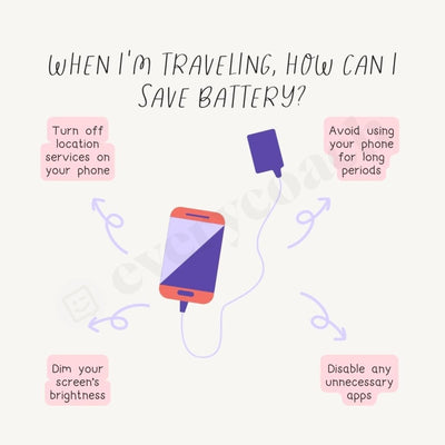 When Im Traveling How Can I Save Battery Instagram Post Canva Template