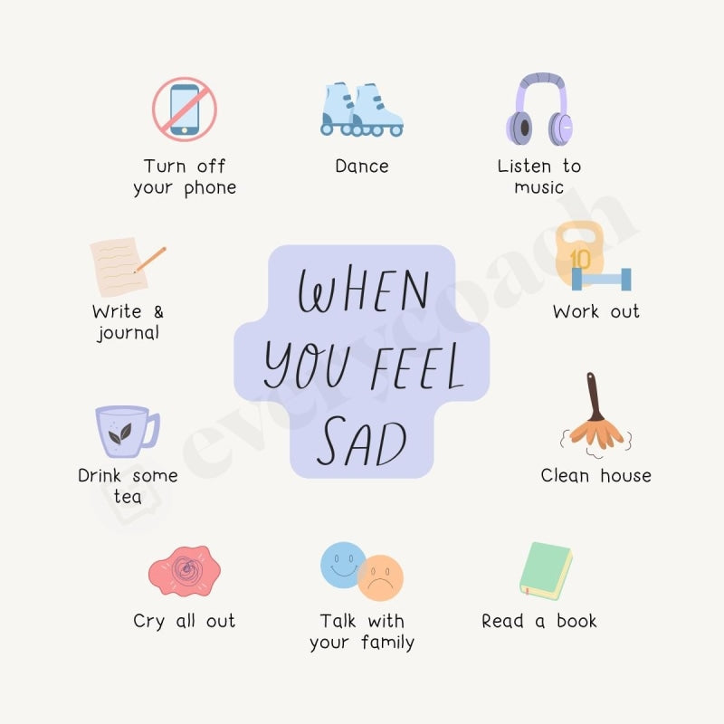 When You Feel Sad Instagram Post Canva Template
