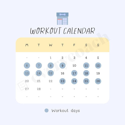 Workout Calendar Instagram Post Canva Template